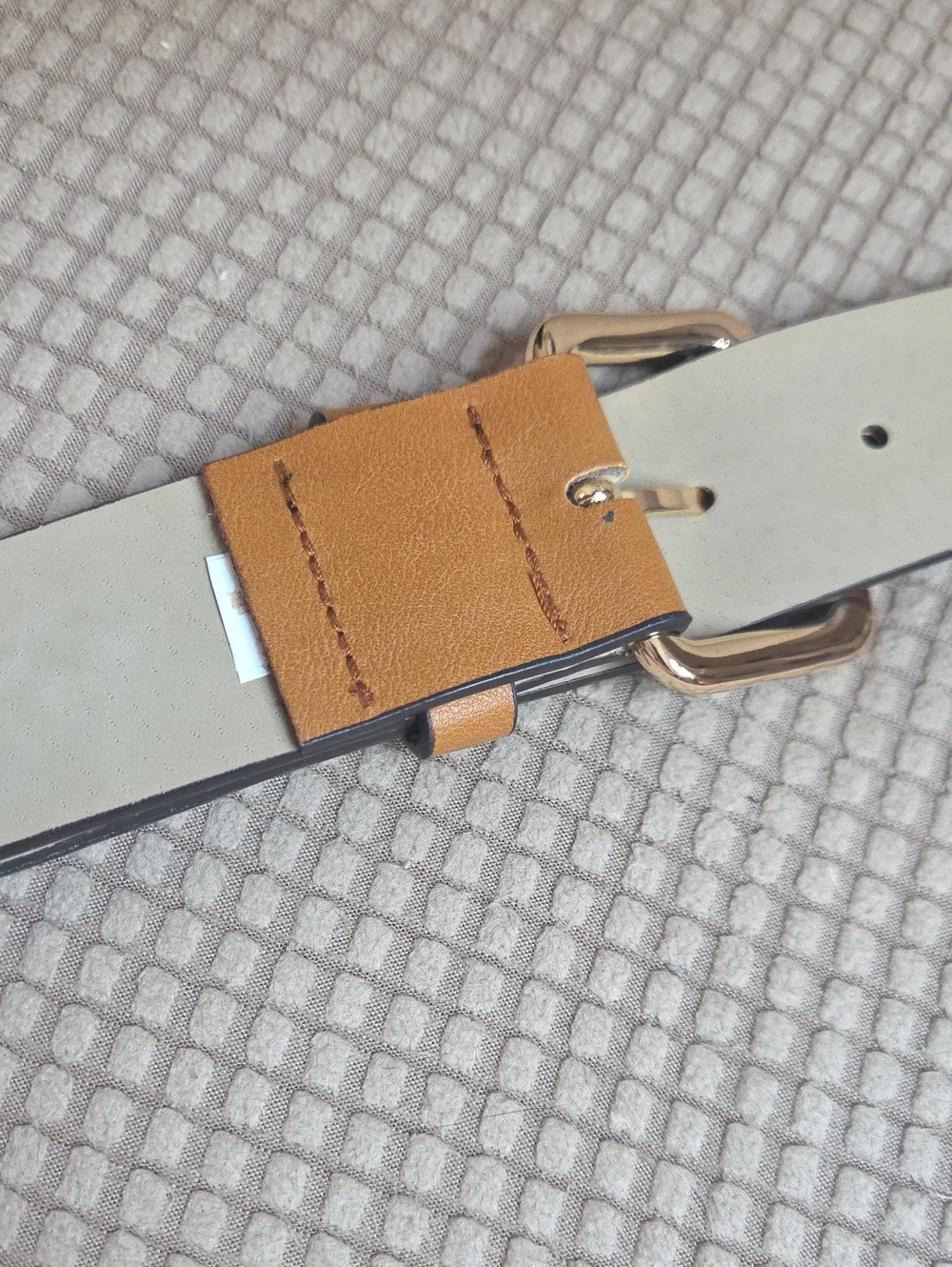 Men's or Women's Tan Leather Belt with Gold Studs and Buckle